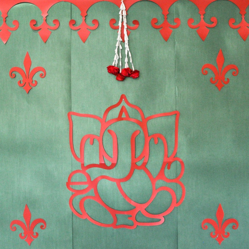 Ganesha Backdrop Kit Ganpathi Border Green Backdrop Etsy