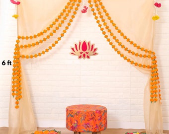 Soporte de fondo ajustable de 1,8 x 1,8 m, 3 tamaños de metal para Pooja, inauguración de la casa, fotos, Diwali y decoración de Diwali.