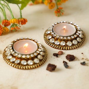Kundan Tealight holder, Candle Diya holder for Indian return gift, Diwali Gift, Indian wedding favor, House warming, return gift for pooja