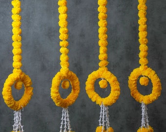 Marigold Garland, Indian wedding decor, Indian Garland, Pooja Backdrop, Haldi Decor, Indian Backdrop Decor, pooja decoration, puja garland
