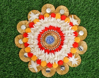 Rangoli Flower Mat, Rangoli for Diwali Decoration, Diwali Gift, Diwali Decor, Diwali Rangoli Mat, Rangoli Decorations, Navaratri decoration