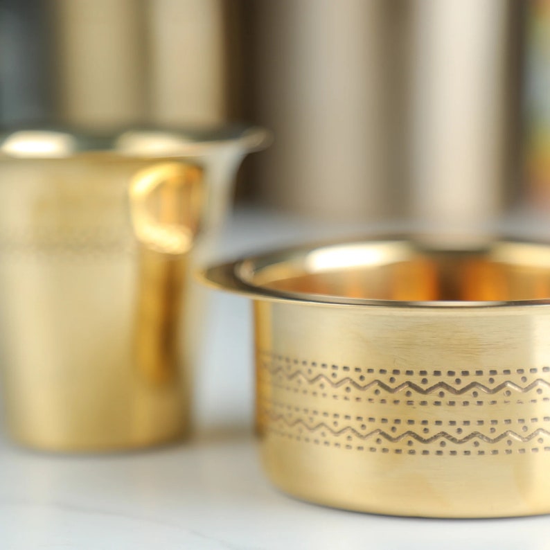 Traditional Brass Filter Coffee Cup Set South Indian Muggu Etsy