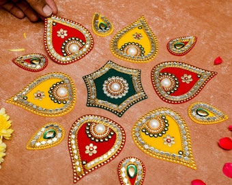 Arcylic Rangoli Mat, Multicolor floor rangoli, rangoli decorations, Diwali decorations, Diwali Rangoli, Pooja Mandir Decoration