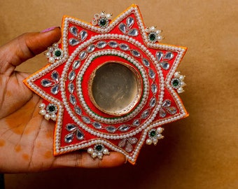 Großes Teelichthalter, indische Geburtstagsgeschenke, Pooja Geburtstagsgeschenke, Diwali Kerze, Diya, Puja Housewarming Geburtstagsgeschenke, indische Hochzeitsgeschenke,