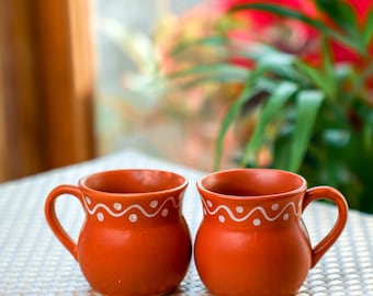 Muggu Indian Chai cups, Handmade Earthen Ceramic Tea cup, Housewarming Return gift, Indian return gift, Pooja Return Gifts, Desi Kulhad cups