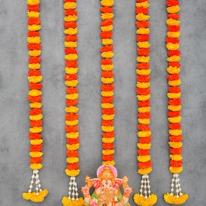 Indian Sola wood garland for Backdrop Decor, Toran Door Hanging, Chamanthi floral strings for pooja mandir decoration, indian wedding decor