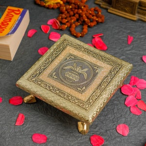 Pooja Chowki for God Sitting, Puja Aasan, Chaurang, Puja Stool for God, Table for God Idols, Bajot gift, Pooja peeta, Pooja Mandir