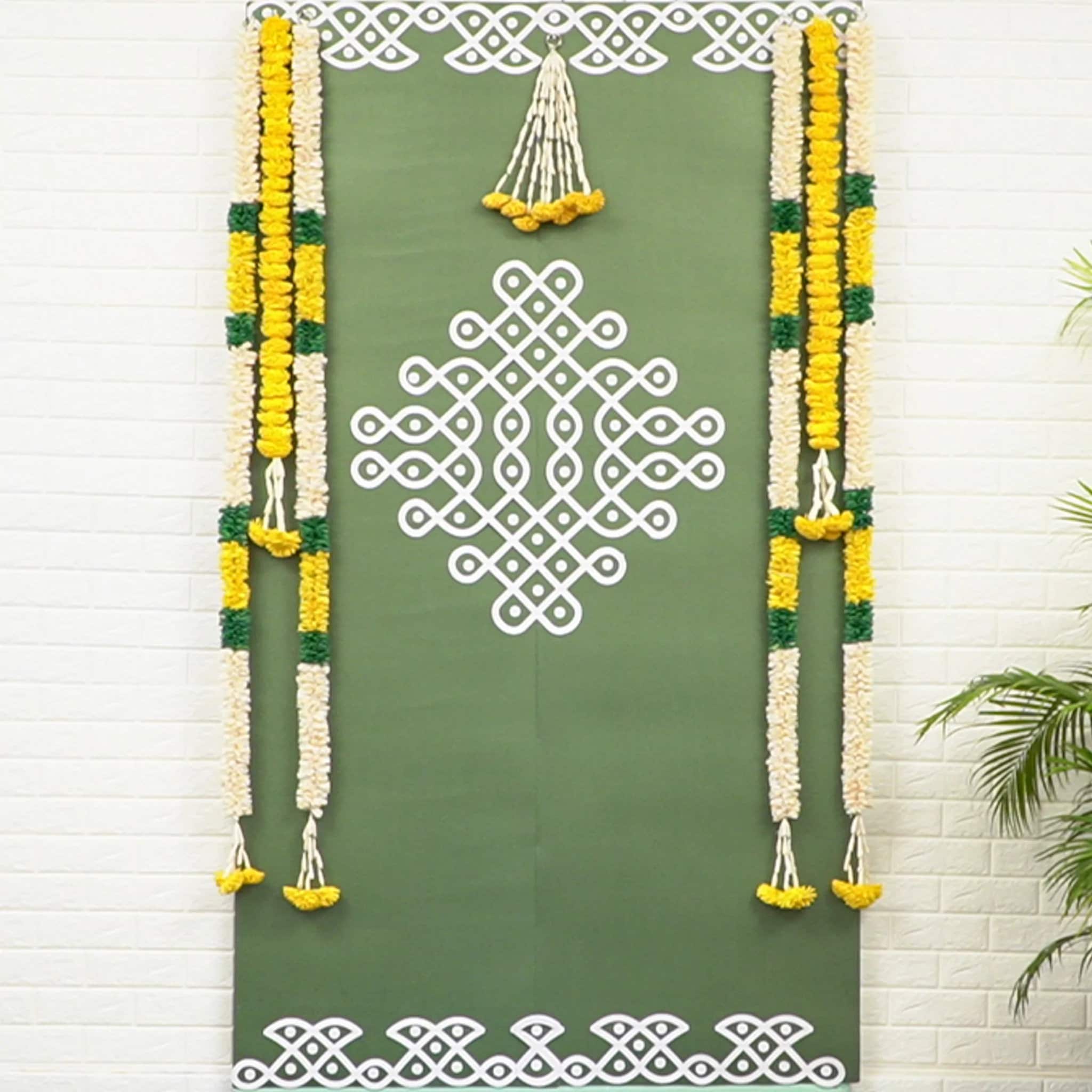 Kolam backdrop, Pooja backdrop decoration, Muggu Indian Backdrop Kit, Indian backdrop decoration, housewarming backdrop, Diwali decoration