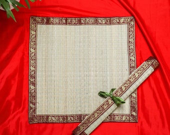 Aasan mats | kusha grass mats for pooja rituals | brown mats for home | aasan for god in pooja room | temple pooja and living room decor