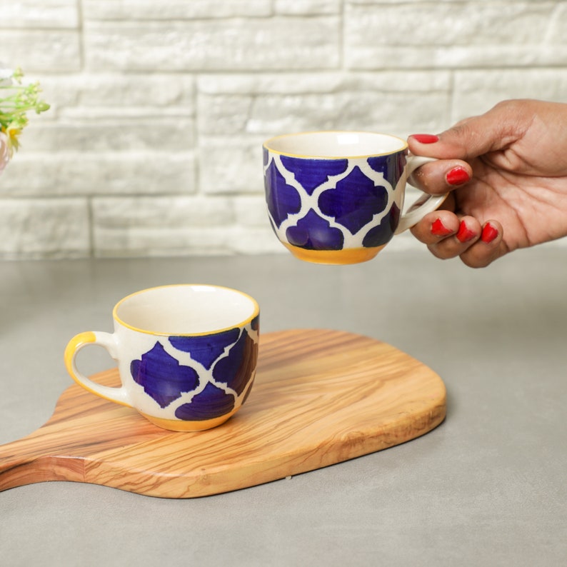 Blue Ceramic Tea Cups Indian Tea Cups Housewarming Return Etsy