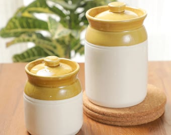 Ceramic Traditional Indian Pickle Jar, Handmade Achaar Barni, Kitchen storage containers, Ceramic Vase, Indian Achaar Jaadi, Pickling Jar