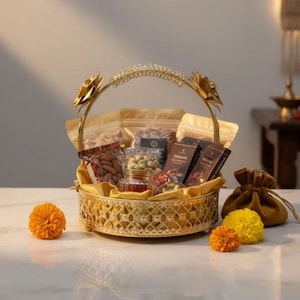 Vassoio regalo vuoto, cesto regalo indiano, regali Diwali, scatole regalo indiane di ritorno, scatola di dolci vuota, bomboniera Pooja, scatola regalo, scatola regalo vuota fai da te