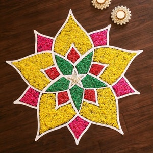 Rangoli Mat, Multicolor floor rangoli with shola fillers, rangoli decorations, Diwali decorations, Diwali Rangoli,
