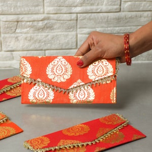 Envelopes de dinheiro feitos à mão, envelopes Shagun de casamento de brocado, envelope de dinheiro em massa, Eid, Natal, casamento, envelope de presente Shagun, lembrancinha de casamento