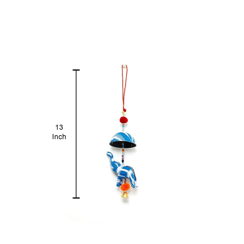 16'' Rajasthani Umbrella Elephant Hanging with Bell, Indian Wedding Decor, Indian Home Decor, Wind Chimes, Pooja Return gifts, Diwali Decor image 9