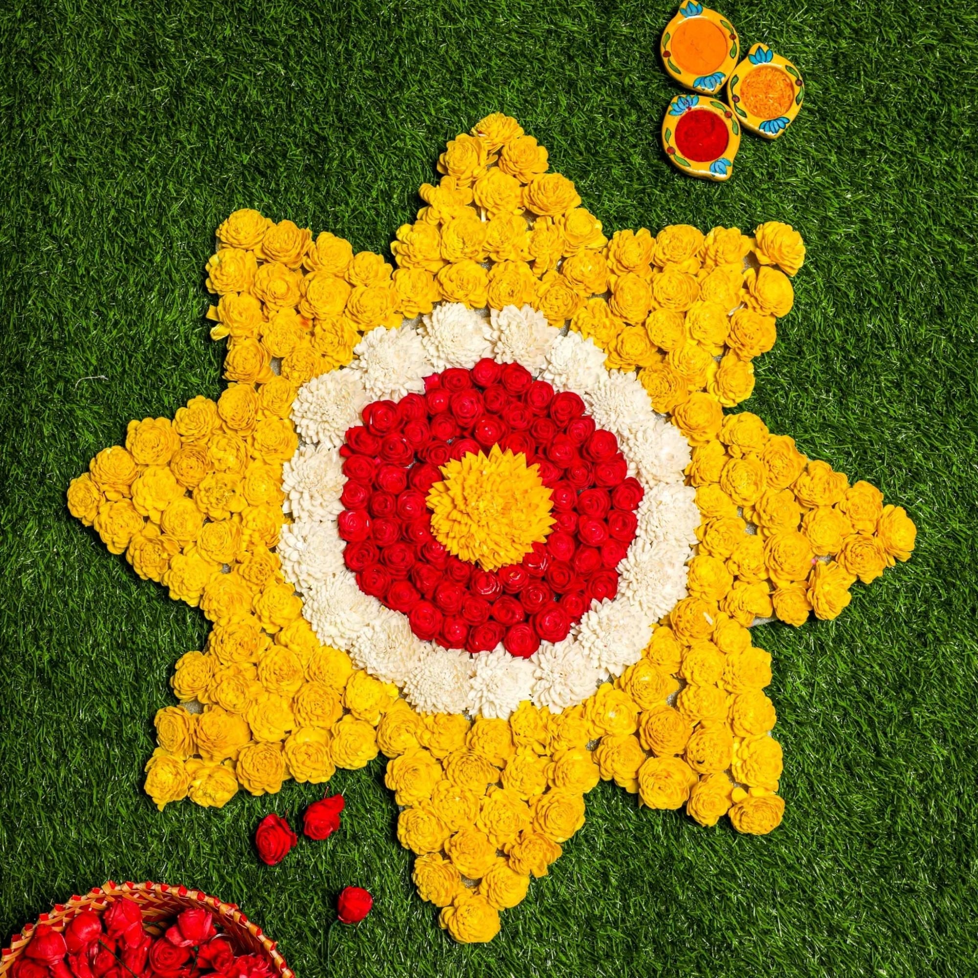 Floor Rangoli Acrylic Handcrafted Indian Traditional Home Décor For Festival Wedding Party Wall Interior Decoration And Gifting (Red Blue Green
