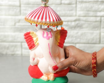 DIY Ganesha, ídolo de Ganesha, estatua de Ganesha, haga su propio Ganesh ecológico pintado a mano para celebraciones de Ganesh Chaturthi, artesanía Ganpati