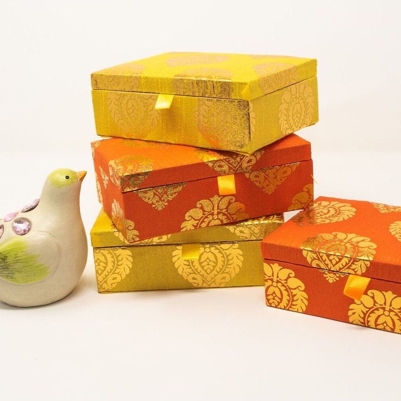 Diwali Gift Boxes/Brocade Fabric Boxes/Indian wedding Etsy
