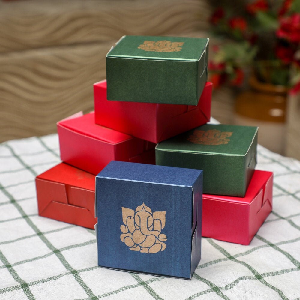 Indian Sweet/Gift/Prashad Box With Gold Ganesha Printed Set Etsy