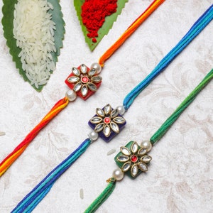 Colorful Kundan Rakhi, Indian Rakhi For Brother, Rakhi For Bhai, Rakhi bracelet, Designer Indian Rakhi, Raksha Bandhan, rakhi for kids,