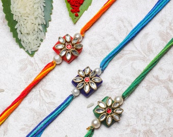 Colorful Kundan Rakhi, Indian Rakhi For Brother, Rakhi For Bhai, Rakhi bracelet, Designer Indian Rakhi, Raksha Bandhan, rakhi for kids,