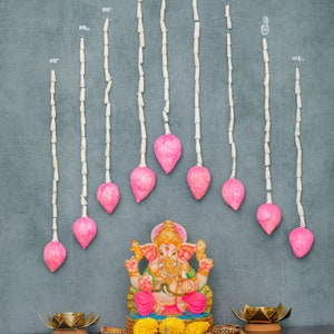 Lily Lotus Garlands For Pooja, Wedding backdrop decoration, Indian housewarming decorations, lotus hanging strings for Haldi, Diwali decor