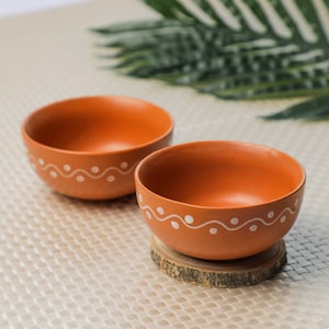 Indian Ceramic Bowl, Dessert bowls, sweet bowls, ceramic salad bowls, Pasta Bowls, Muggu Hand painted Earthen Bowls, Indian Return Gifts,