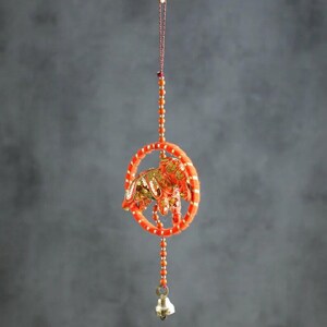 16'' Rajasthani Umbrella Elephant Hanging with Bell, Indian Wedding Decor, Indian Home Decor, Wind Chimes, Pooja Return gifts, Diwali Decor image 12