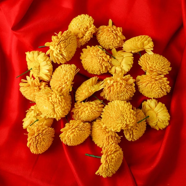 Chamanthi loose flowers, Sola Wood flowers for the pooja mandir,  Real look Artificial flowers for pooja Decor, Indian Backdrop Decorations