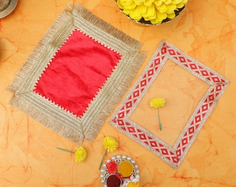 Pooja Aasan Mat,  Aasan For God, Ganesh, Pooja Mandir Decor, Mata ki chowki, Diwali Decoration, Temple Decor, Pooja Mats for Hindu God Idols