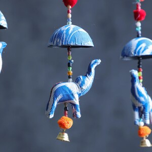 16'' Rajasthani Umbrella Elephant Hanging with Bell, Indian Wedding Decor, Indian Home Decor, Wind Chimes, Pooja Return gifts, Diwali Decor image 6