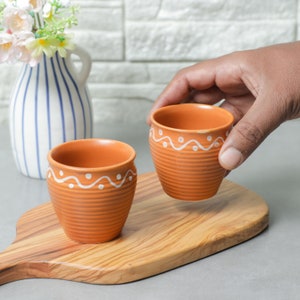 Muggu ceramic tea cups, Indian tea cups, Housewarming return gift, Indian return gift, ceramic mug set, Indian party favors, kulhad chai cup