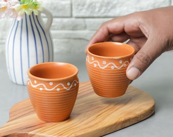 Muggu ceramic tea cups, Indian tea cups, Housewarming return gift, Indian return gift, ceramic mug set, Indian party favors, kulhad chai cup