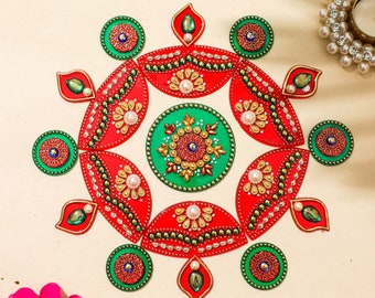 Acrylic Rangoli,  Rangoli Mat, Diwali Rangoli,  diwali decorations, Pooja Mandir Decor, floral rangoli, rangoli decoration, floor Rangoli