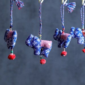 Fabric Stuffed Elephant Charm, Christmas Ornament, Christmas Decor, Indian Handbag backpack Charm, Car hanging, Zipper Charms, Purse Charms