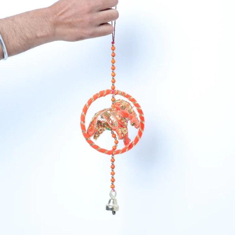 16'' Rajasthani Umbrella Elephant Hanging with Bell, Indian Wedding Decor, Indian Home Decor, Wind Chimes, Pooja Return gifts, Diwali Decor image 13