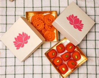 Indian return gifts Box, Indian sweet box for Wedding favor, Pooja favors, Handmade Bulk Mithai box, DIY paper box for Desi Party favors