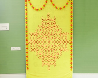 Rangoli Backdrop Cloth, Kolam Backdrop,Pooja backdrop, Cloth Backdrop, Pooja Cloth, Traditional Backdrop, Pooja Decoration, Indian Backdrop,