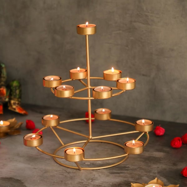 3 Step Diya Stand For Diwali Decor | Diya Stand for Aarthi| Indian Home and Temple Decor |Tealight holder |Wedding & Housewarming Gift