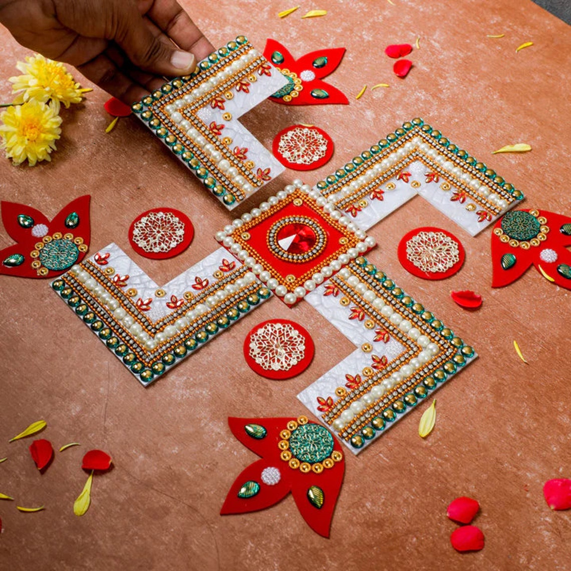 Swastik Rangoli Set, Acrylic Rangoli Set, Diwali Decorations, Diwali ...