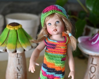 Crochet Jumper made to fit 6-7" Riley Kish Dolls Multi-color