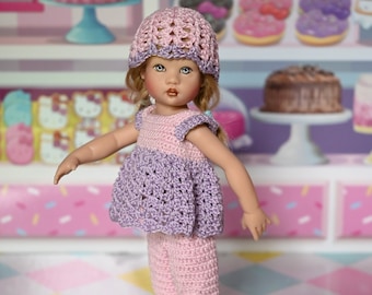 Crochet Capri Set fits 6-7 " Riley Kish Dolls Purple and Pink
