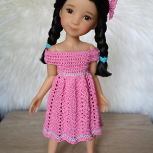 Siblie Crochet Dress Set for 12&quot; dolls Pink and Green