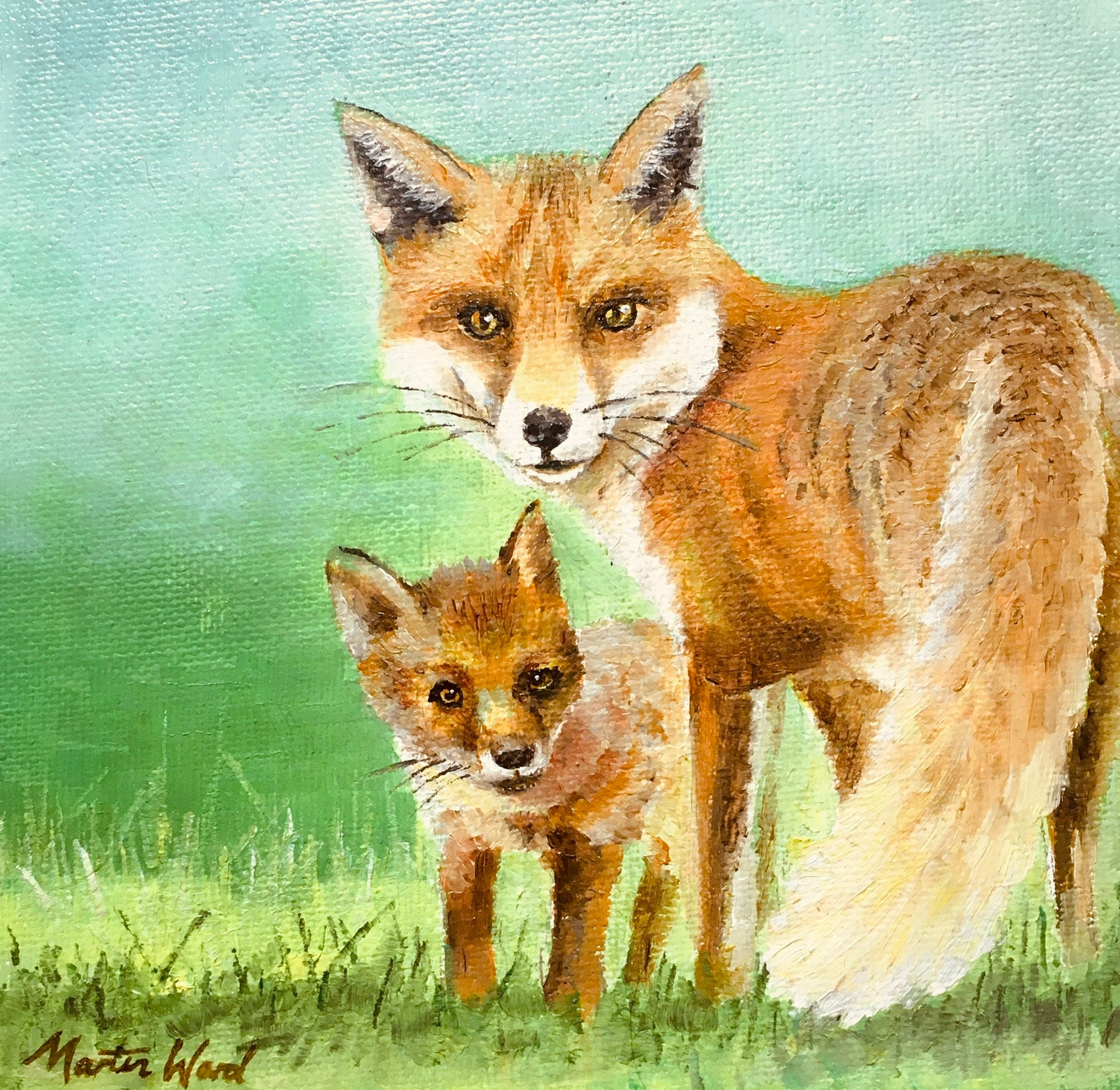 Pintura de Zorro. Dolor de aceite original de zorro y cubo en | Etsy