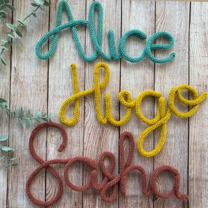 Personalised knitted wire name sign - wire word sign - nursery decor - nursery name sign - knitted name sign