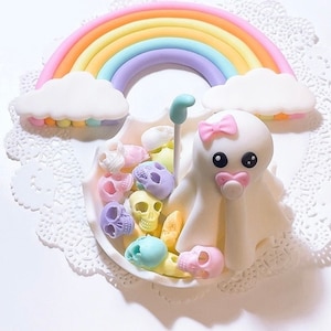 Fondant Halloween cake topper,cupcakes decoration,skull,ghost,rainbow,umbrella