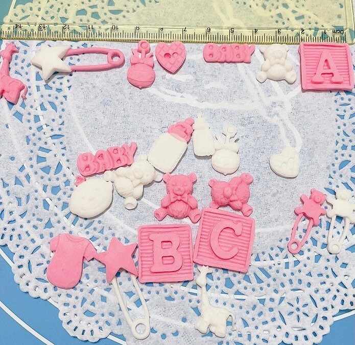Abc Block Topper Fondant Baby Shower Cake Toppers: ABC Blocks, Bows, Teddy Bears - Etsy