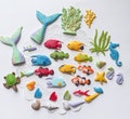 Fondant Tropical Fish cake topper,under the sea,mermaid tail cake decoration , seashells cake topper, seagrass, coral, seahorse,turtle,