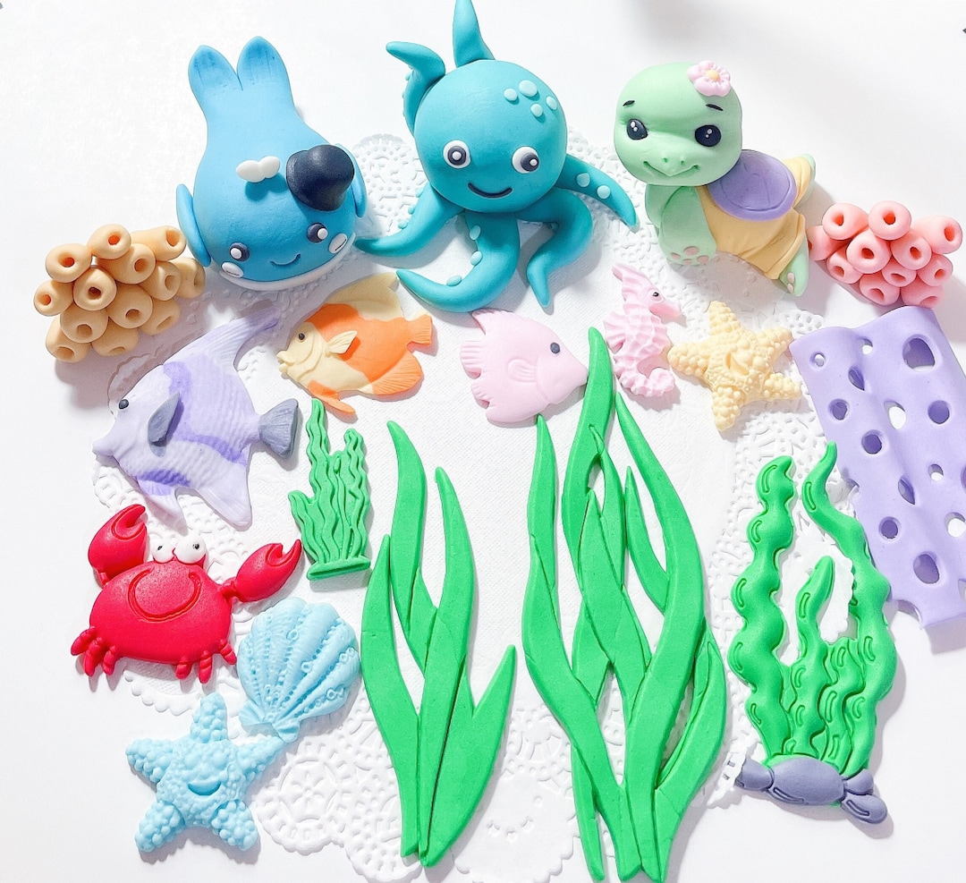 Fondant Tropical Fish Cake Topper,under the Sea,sea Turtle,whale