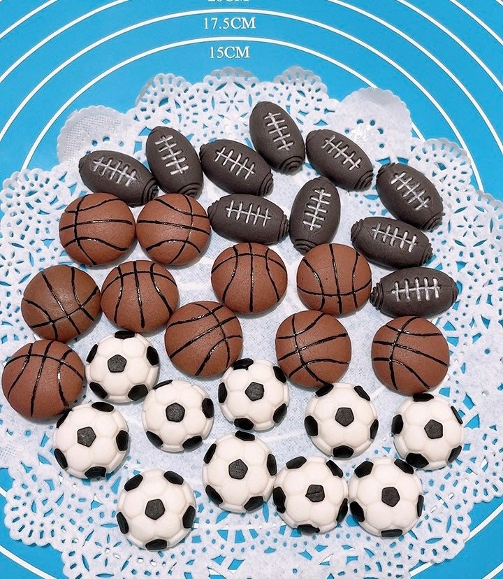 Fondant Sports Ball Cake Toppers: Football, Soccer, Basketball - Etsy